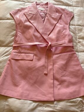 B. Cotton Pink Sleeveless Tie-Waist Vest